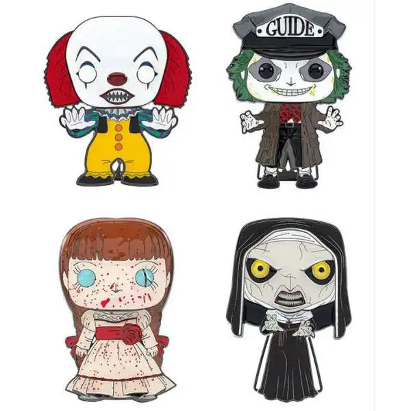 Funko Horror POP! Pin Pennywise (1990), Beetlejuice, Annabelle & The Nun Set of 4 Large Enamel Pins (Pre-Order ships May)