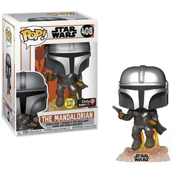 Funko POP! Star Wars The Mandalorian Exclusive Vinyl Figure #408 [Flying with Blaster Glow in the Dark]