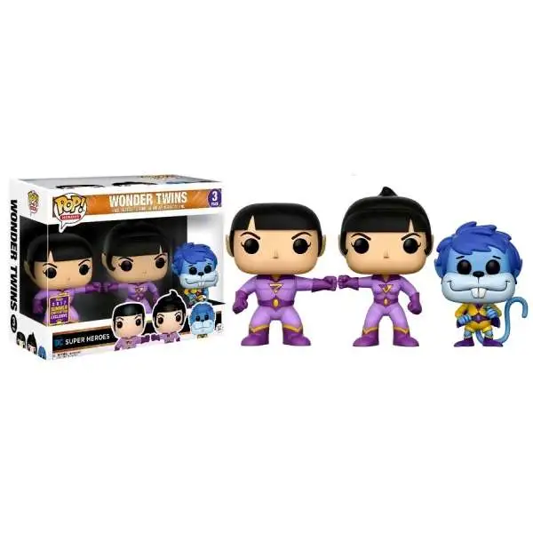 Funko DC Super Heroes POP! Heroes Wonder Twins Exclusive Vinyl Figure 3-Pack [Zan, Jayna & Gleek]