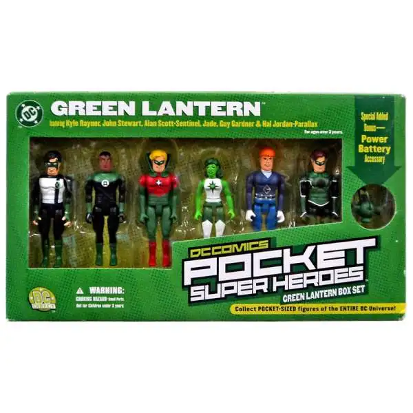 Green Lantern Pocket Super Heroes Kyle Rayner, Jade, Guy Gardner, John Stewart, Alan Scott & Hal Jordan Action Figure 6-Pack Boxed Set