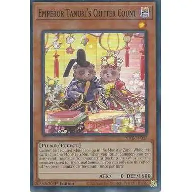 YuGiOh Power of the Elements Super Rare Emperor Tanuki's Critter Count POTE-EN037