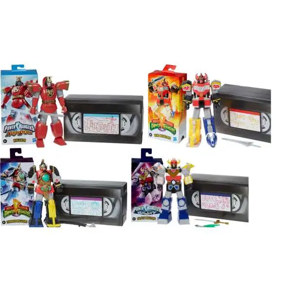 Power Rangers Retro Ninjakon, Dino Megazord, Thunder Megazord & Galaxy Megazord Set of 4 Action Figures