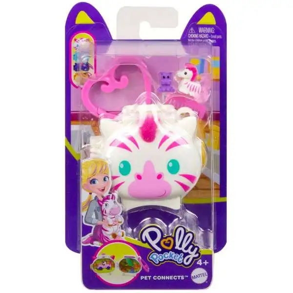 Polly Pocket Pet Connects Zebra on Safari Micro Playset