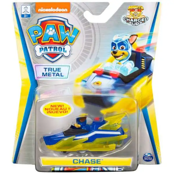 Paw Patrol Mighty Pups Charged Up True Metal Chase Diecast Car