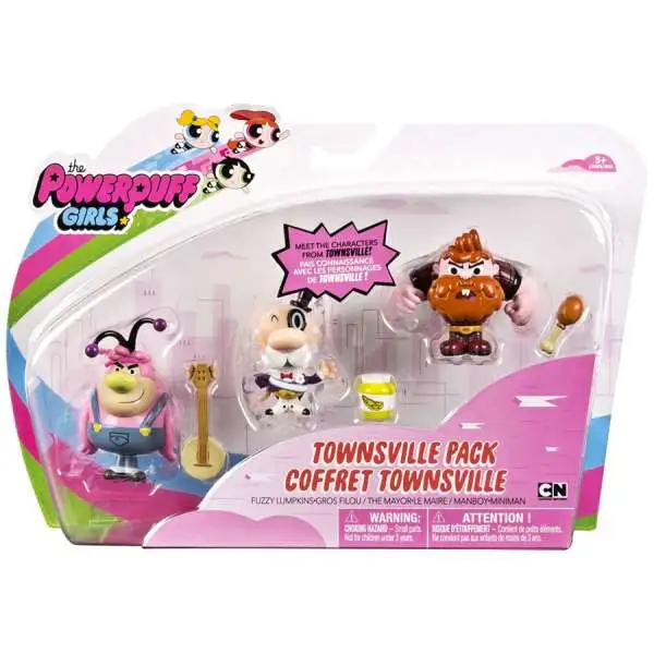 The Powerpuff Girls Townsville Pack Exclusive Action Figure 3-Pack [Fuzzy Lunpkins, Mayor & Manboy]