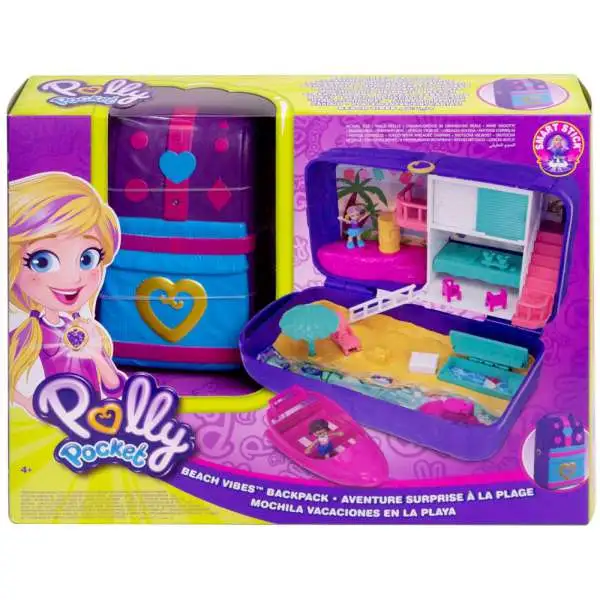 Polly Pocket Hidden Places Beach Vibes Backpack Playset [Damaged Package]