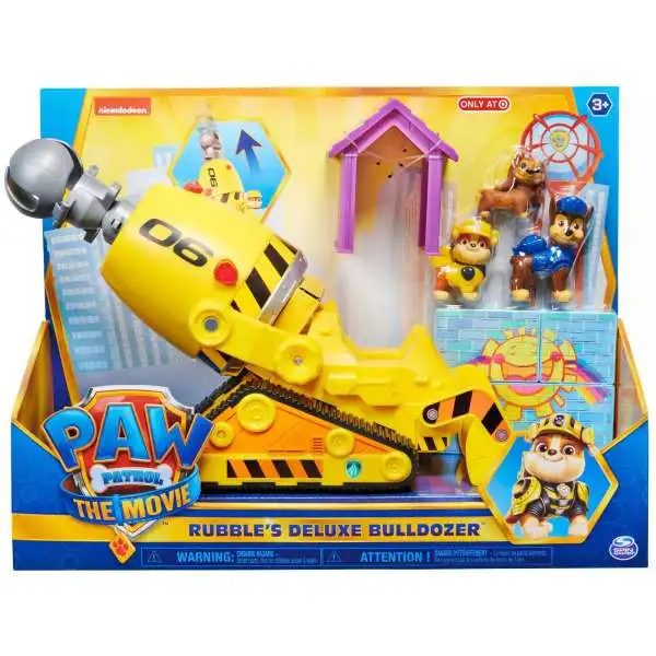 Paw Patrol The Movie Rubbles Deluxe Bulldozer Exclusive Vehicle Spin Master  - ToyWiz