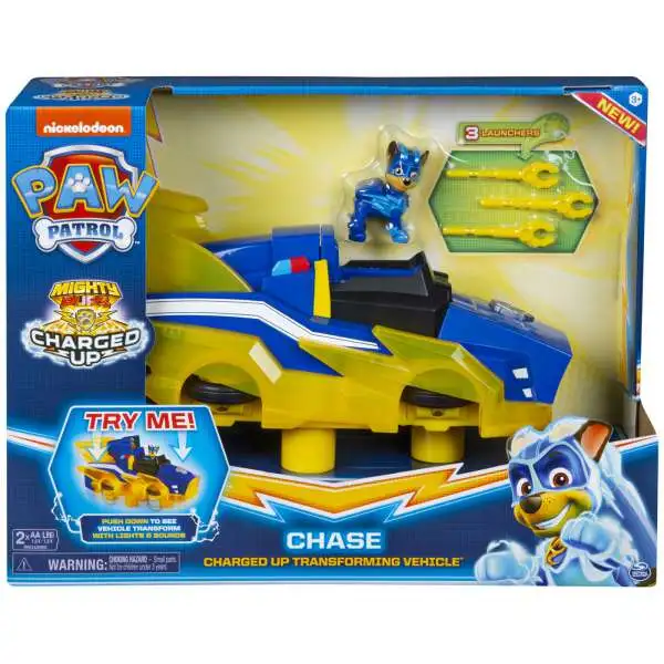 Paw Patrol Mighty Pups Charged Up Chase Charged Up Transforming Vehicle