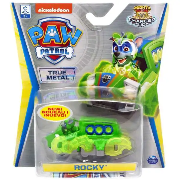 Paw Patrol Mighty Pups Charged Up True Metal Rocky Diecast Car [Mighty Pups Charged Up]