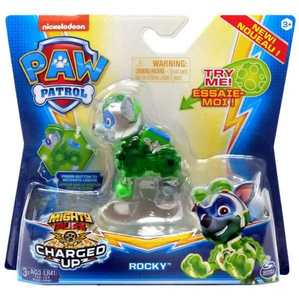 Paw Patrol Mighty Pups Charged up Rubble Figure Spin Master #6055784 for sale online 
