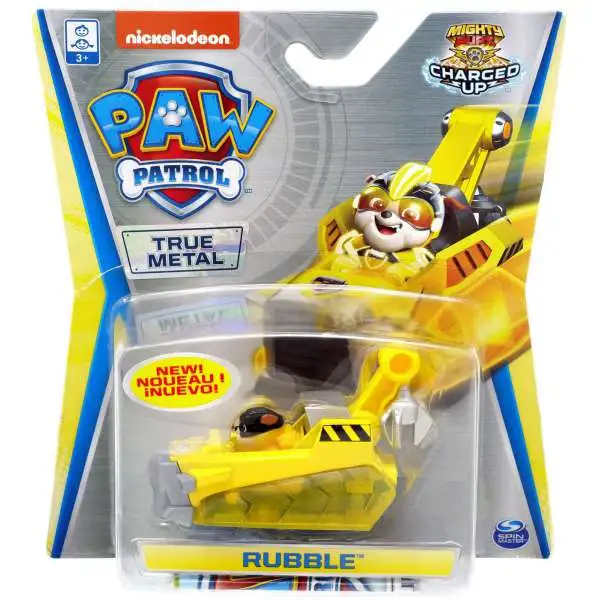 Paw Patrol Mighty Pups Charged Up True Metal Rubble Diecast Car [Mighty Pups Charged Up]
