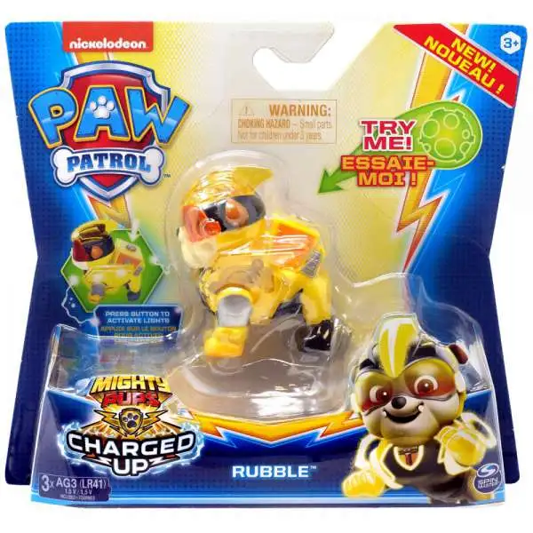 Paw Patrol Mighty Pups Charged Up Rubble Figure