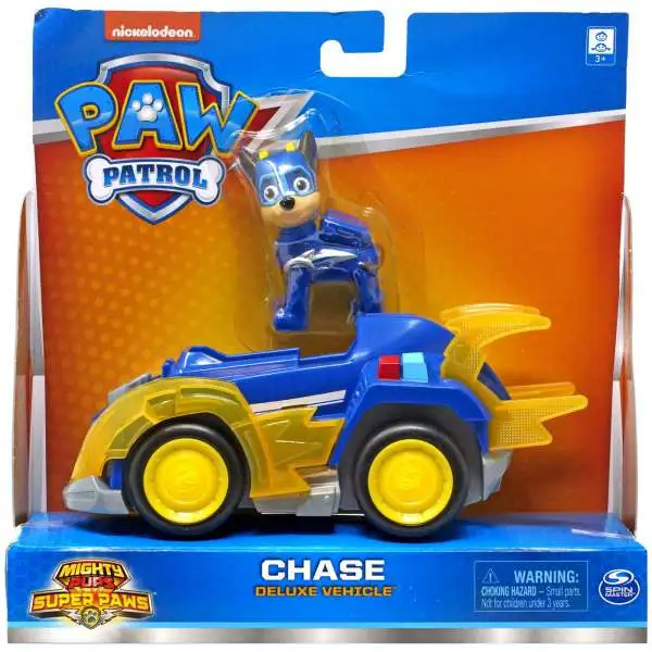 Paw Patrol Mighty Pups Super Paws Chase Vehicle & Figure [2022]