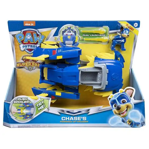 Paw Patrol Mighty Pups Super Paws Chase's Powered Up Cruiser Transforming Vehicle & Figure