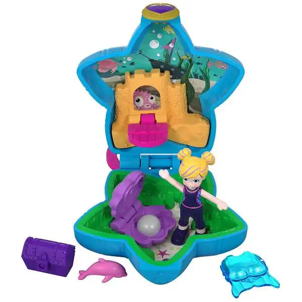 Polly Pocket Tiny World Beach with Polly & Dolphin Playset [World 4, Damaged Package]