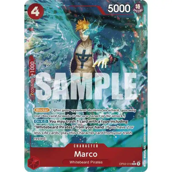 One Piece Trading Card Game Premium Booster Rare Marco OP02-018 [Full Art]