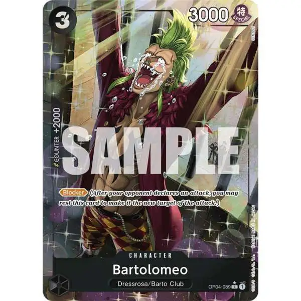 One Piece Trading Card Game Premium Booster Rare Bartolomeo OP04-089 [Alternate Art]