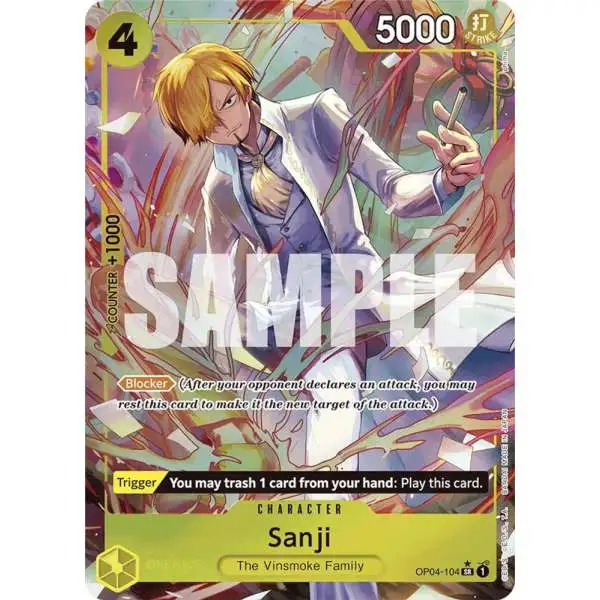 One Piece Trading Card Game Premium Booster Super Rare Sanji OP04-104 [Alternate Art]