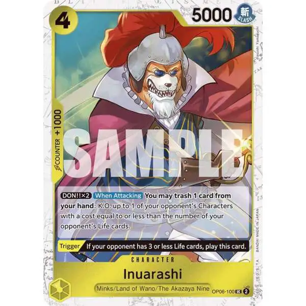 One Piece Trading Card Game Premium Booster Uncommon Inuarashi OP06-100 [Jolly Roger Foil]
