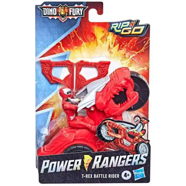 Power Rangers Dino Fury Rip N Go T-Rex Battle Rider Figure & Vehicle