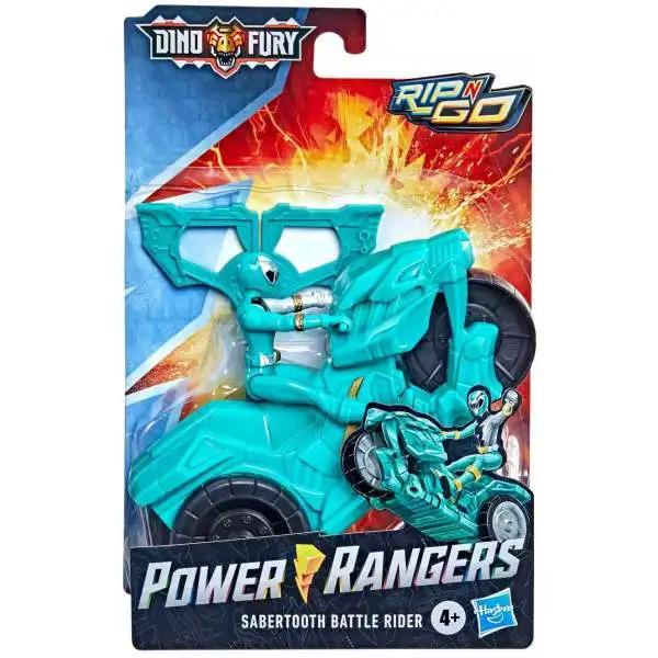Power Rangers Dino Fury Rip N Go Sabertooth Battle Rider Figure & Vehicle
