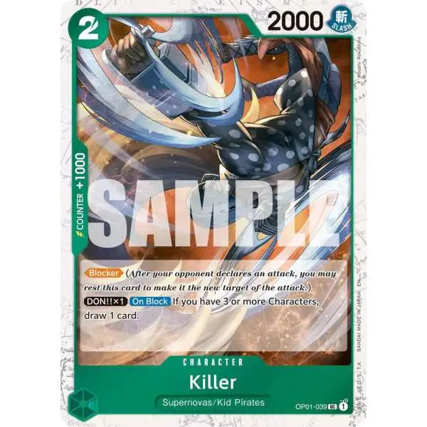 One Piece Trading Card Game Premium Booster -The Best- Vol. 2 Uncommon Killer OP01-039 [Pirate Foil]