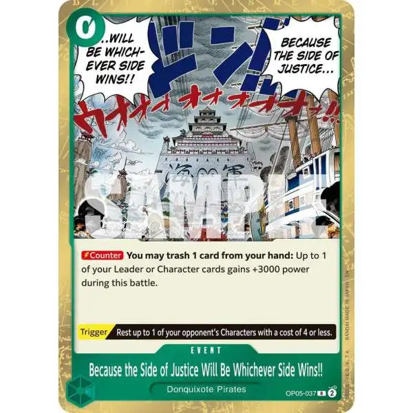One Piece Trading Card Game Premium Booster -The Best- Vol. 2 Rare Because the Side of Justice Will Be Whichever Side Wins!! OP05-037 [Reprint]