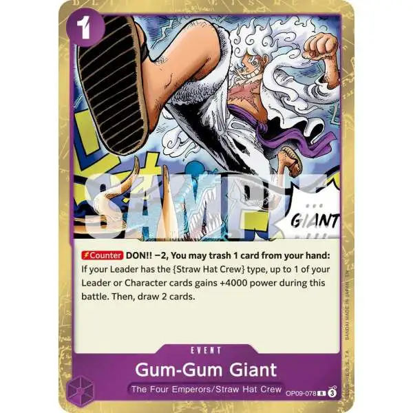 One Piece Trading Card Game Premium Booster -The Best- Vol. 2 Rare Gum-Gum Giant OP09-078 [Reprint]