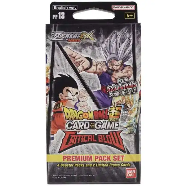 Dragon Ball Super Trading Card Game Zenkai EX Series Critical Blow Premium Pack Set PP13 [4 Booster Packs + 2 Exclusive PR Cards]