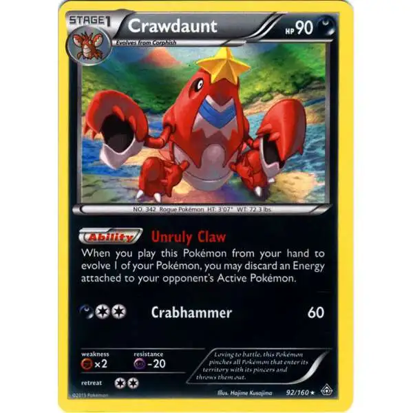 Pokemon X & Y Primal Clash Rare Holo Crawdaunt #92