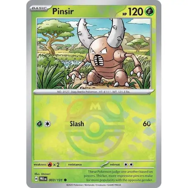 Pokemon Trading Card Game Prismatic Evolutions Common Pinsir #3 [Master Ball Pattern]
