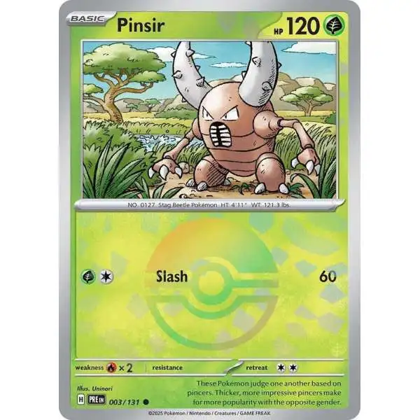 Pokemon Trading Card Game Prismatic Evolutions Common Pinsir #3 [Poke Ball Pattern]