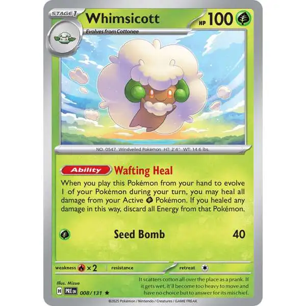 Pokemon Trading Card Game Prismatic Evolutions Rare Whimsicott #8
