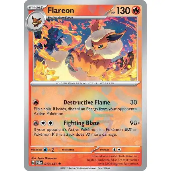 Pokemon Trading Card Game Prismatic Evolutions Rare Flareon #13 [Pokeball Pattern]