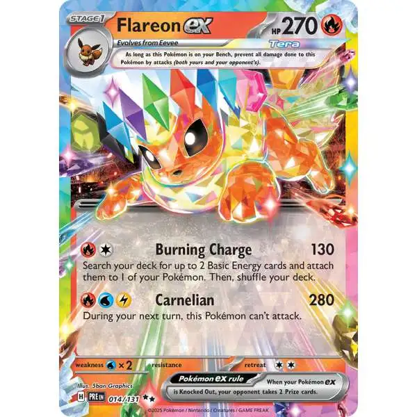 Pokemon Trading Card Game Prismatic Evolutions Double Rare Flareon ex #14