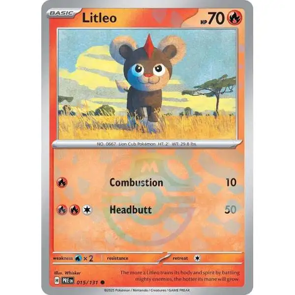 Pokemon Trading Card Game Prismatic Evolutions Common Litleo #15 [Master Ball Pattern]