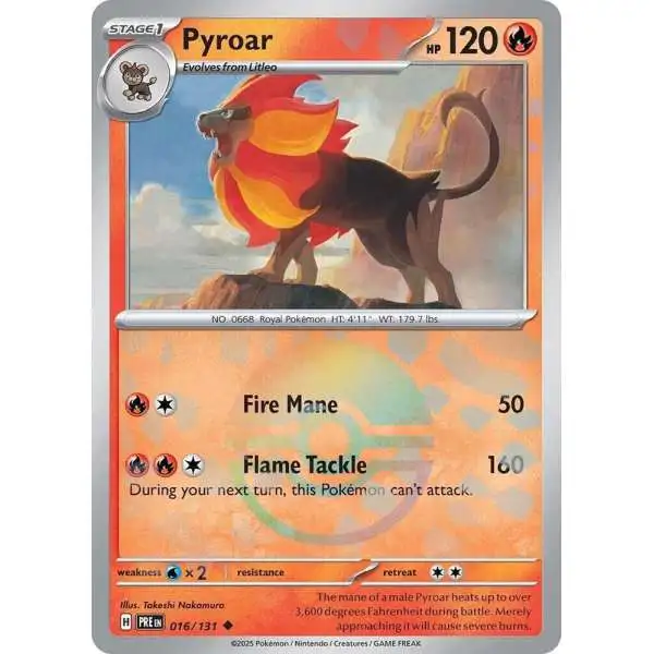 Pokemon Trading Card Game Prismatic Evolutions Uncommon Pyroar #16 [Poke Ball Pattern]