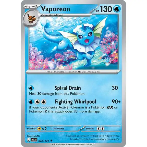 Pokemon Trading Card Game Prismatic Evolutions Rare Vaporeon #22