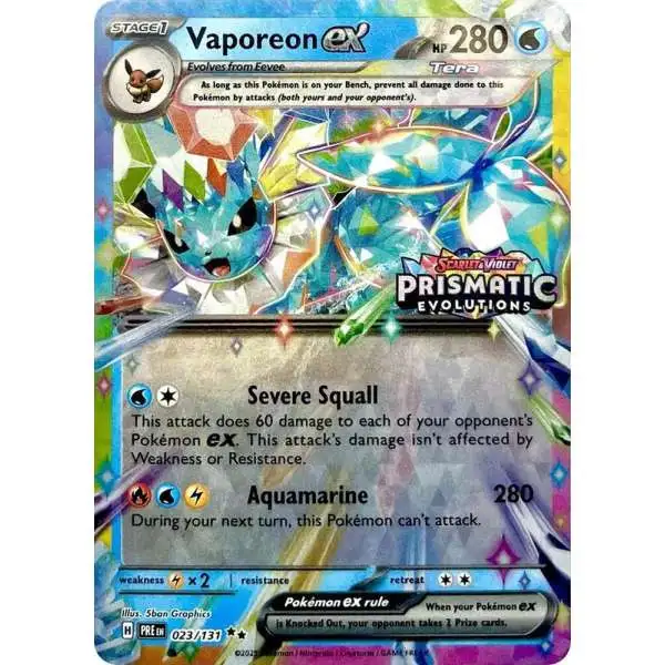 Pokemon Trading Card Game Prismatic Evolutions Double Rare Vaporeon ex #23 [Prismatic Evolutions Stamp]