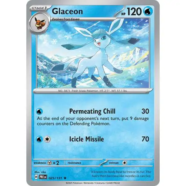 Pokemon Trading Card Game Prismatic Evolutions Rare Glaceon #25