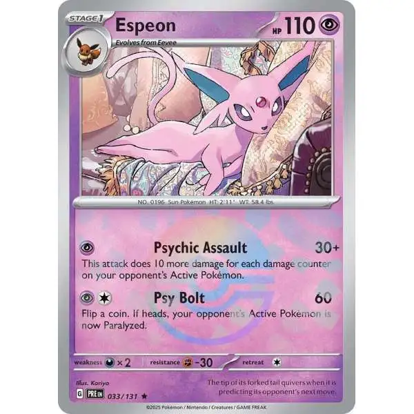 Pokemon Trading Card Game Prismatic Evolutions Rare Espeon #33 [Poke Ball Pattern]