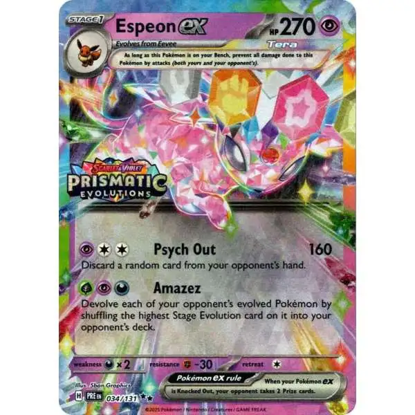 Pokemon Trading Card Game Prismatic Evolutions Double Rare Espeon ex #34 [Prismatic Evolutions Stamp]