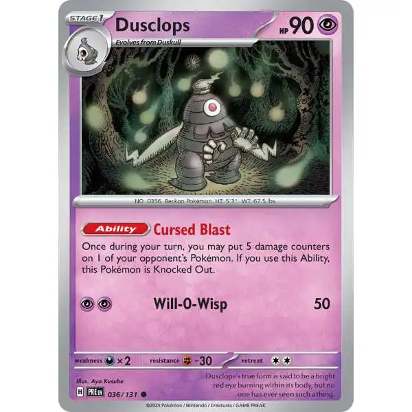 Pokemon Trading Card Game Prismatic Evolutions Common Dusclops #36