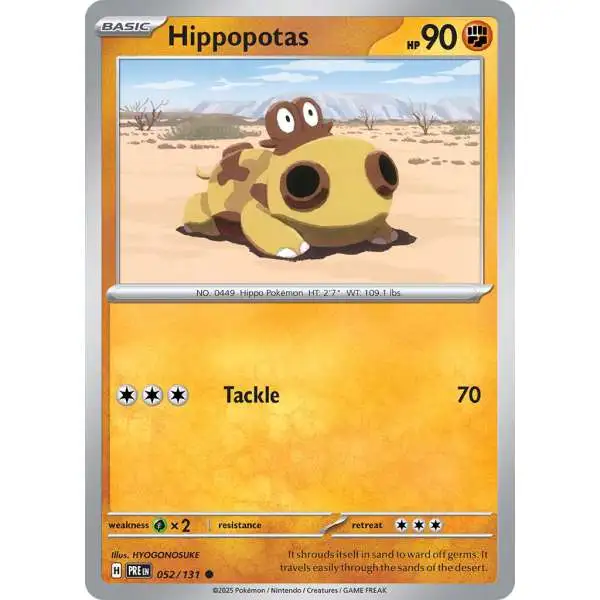 Pokemon Trading Card Game Prismatic Evolutions Common Hippopotas #52 [Poke Ball Pattern]