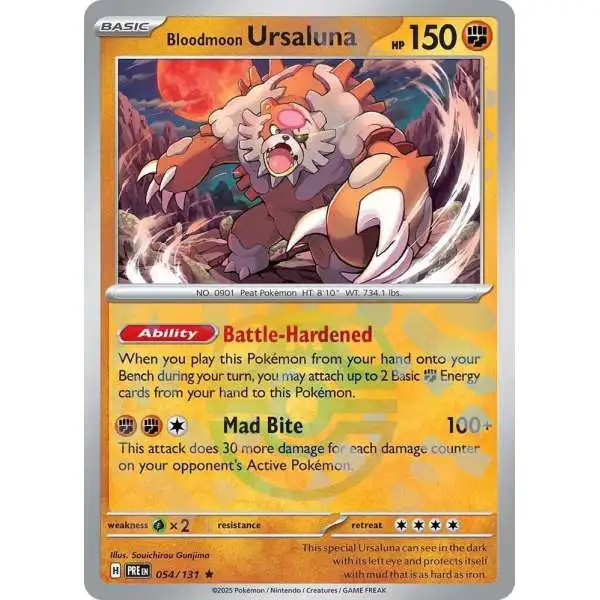 Pokemon Trading Card Game Prismatic Evolutions Rare Bloodmoon Ursaluna #54 [Master Ball Pattern]