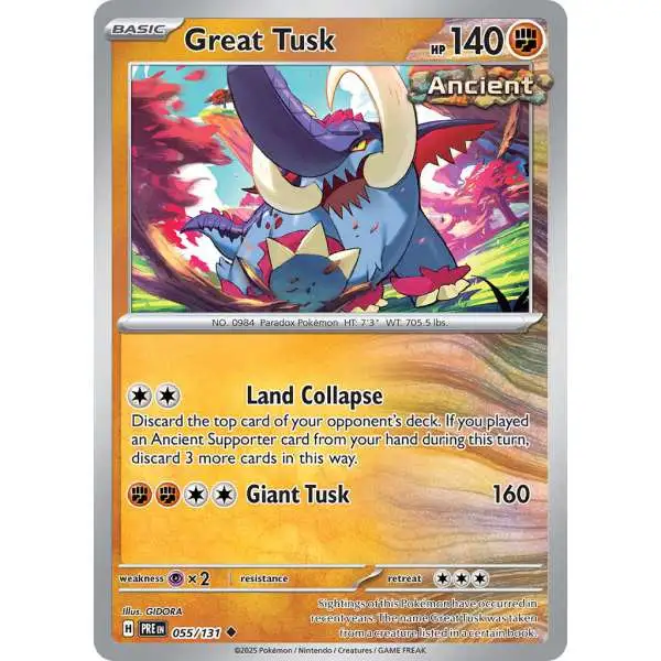 Pokemon Trading Card Game Prismatic Evolutions Uncommon Great Tusk #55