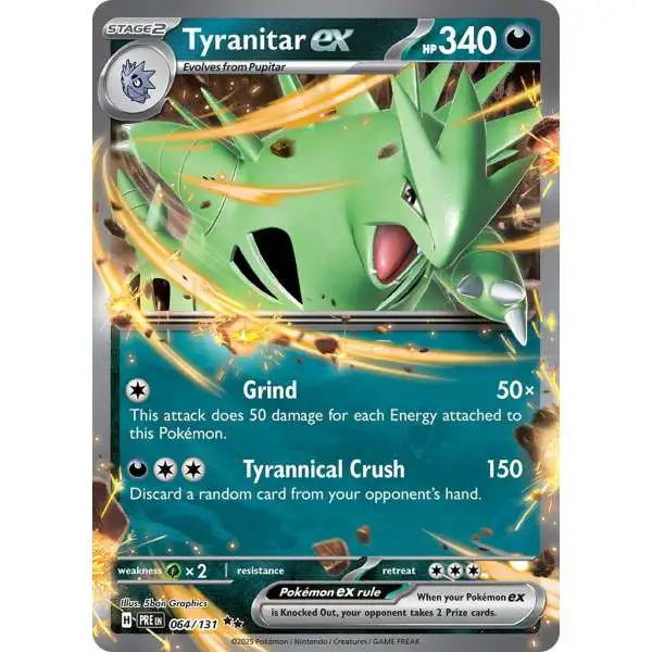 Pokemon Trading Card Game Prismatic Evolutions Double Rare Tyranitar ex #64