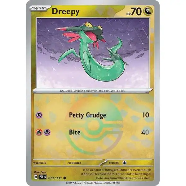 Pokemon Trading Card Game Prismatic Evolutions Common Dreepy #71 [Poke Ball Pattern]