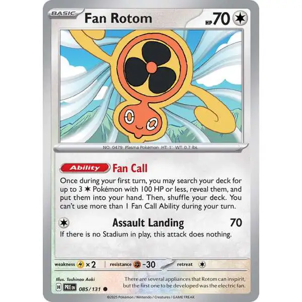 Pokemon Trading Card Game Prismatic Evolutions Common Fan Rotom #85