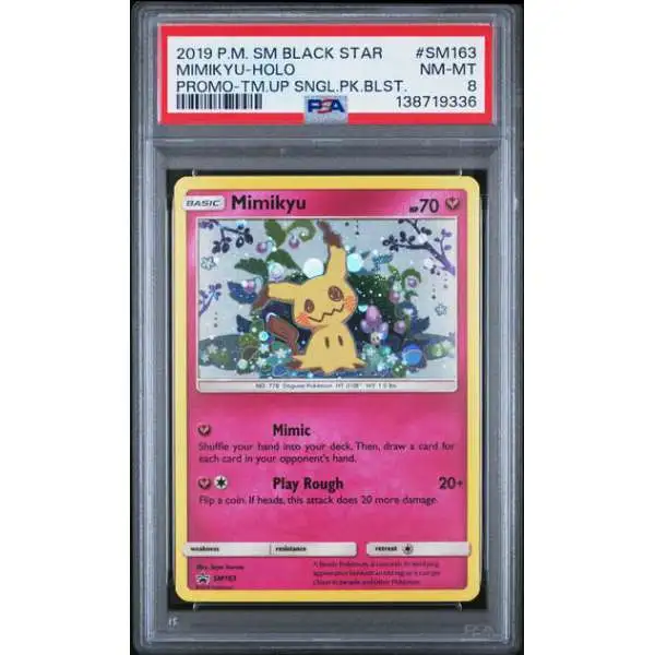 Pokemon Sun Moon Promo Single Card Holo Rare Mimikyu SM163 PSA 8